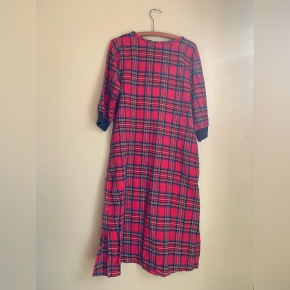 The Vermont Country Store Red Plaid Nightgown cabin-core winter ski mountain - Picture 3 of 6